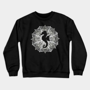 White Mandala Circle Seahorse Crewneck Sweatshirt